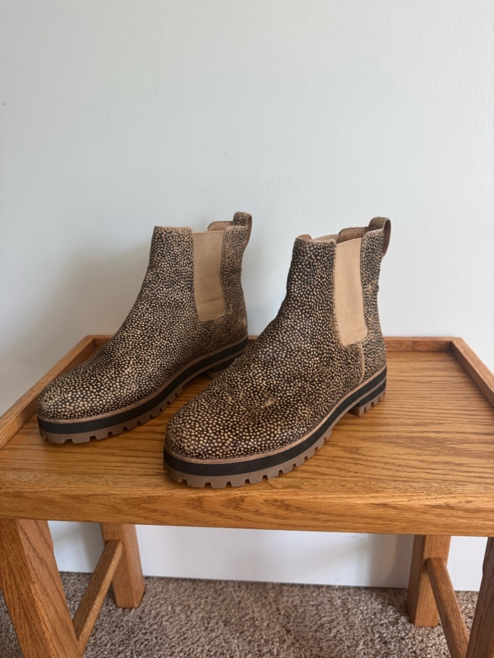 Madewell Bambi Print Calf-Hair Chelsea Booties